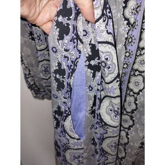 Athleta Womens Dress Sz Medium Mini Gray Lavender Tunic Wrap Stretch Cottagecore - Picture 9 of 14
